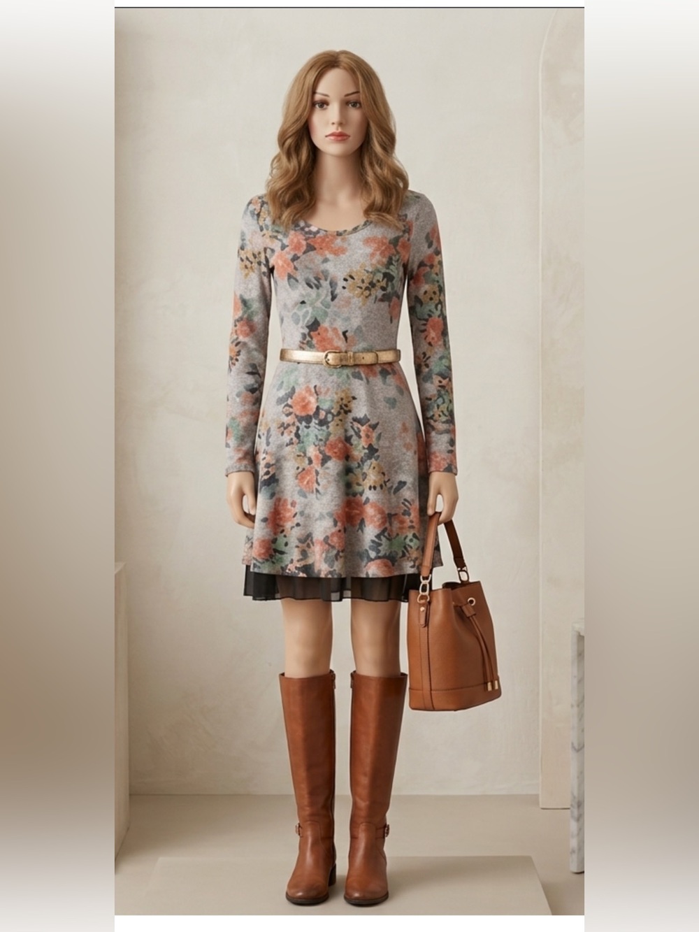 Anthropologie Saturday Sunday Floral French Terry Fit Flare Dress S Bo Ho